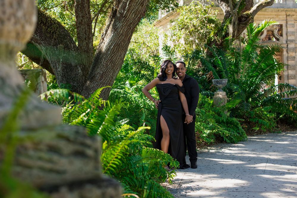 South Florida engagement session — couple in olive at golden hour